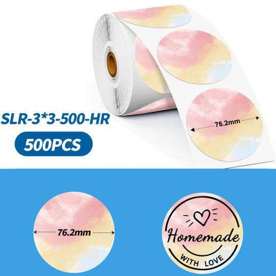 Phomemo 3-Inch 500pcs Thermal Labels For PM241-BT/PM246S/D520-BT Printer, Style: Mixed Dyes