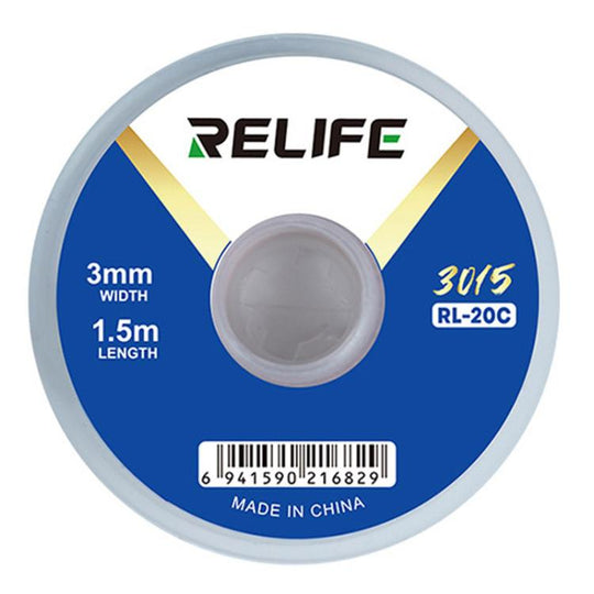 RELIFE RL-20C PCB Solder Cleaning Corrosion-Resistant Solder Removal Tape, Spec: 3mm x 1.5m