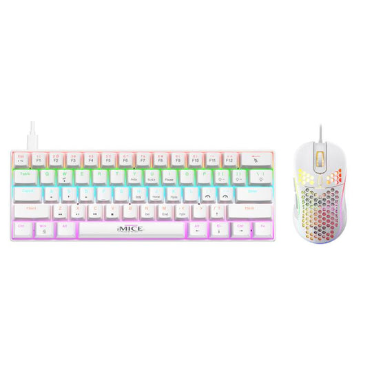 iMICE MK-X30 RGB Lighting Customizable 1.5m Wired Mechanical Gaming Keyboard Mouse Set(White)