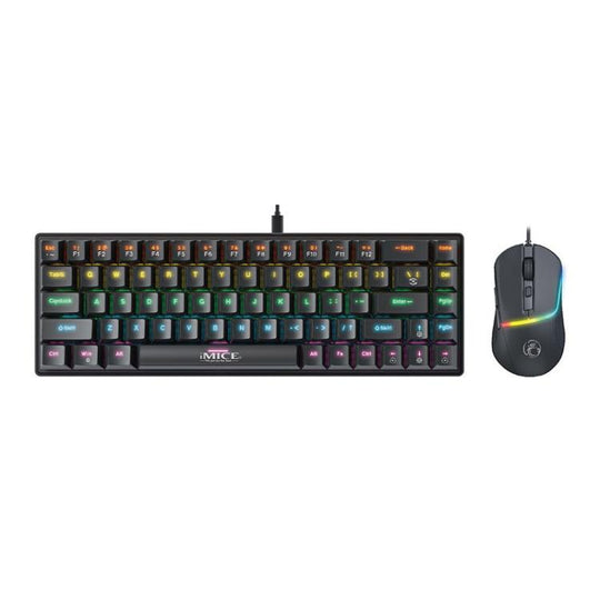 iMICE MK-X20 Adjustable RGB Lighting Wired Mechanical Gaming Keyboard Mouse(Black)