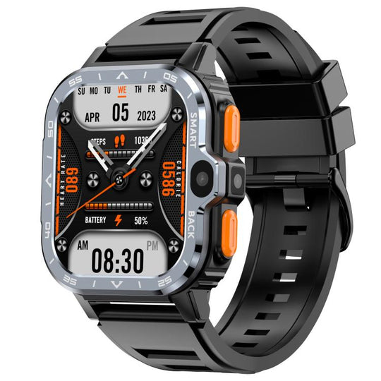 Eurasian African Versions 4G SIM Card Slot Rugged Sports Smartwatch With Google Play Store, Color: Black 2+16G