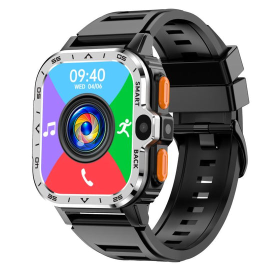 Eurasian African Versions 4G SIM Card Slot Rugged Sports Smartwatch With Google Play Store, Color: Silver 4+64G