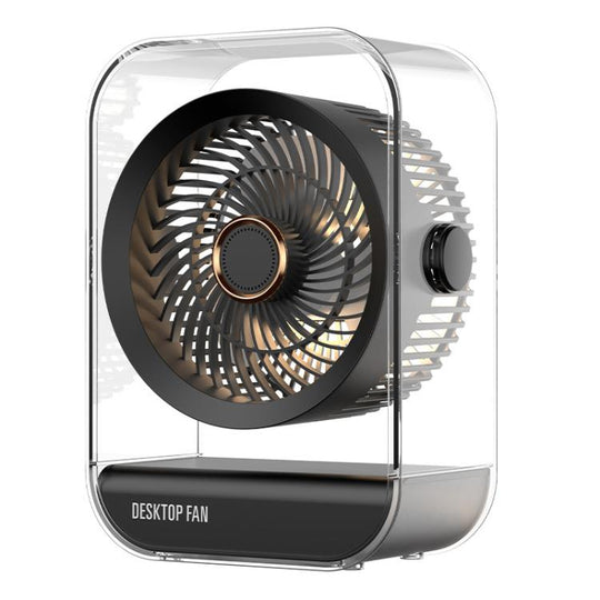 USB Rechargeable Desktop High-Power Fan With Night Light(Black)