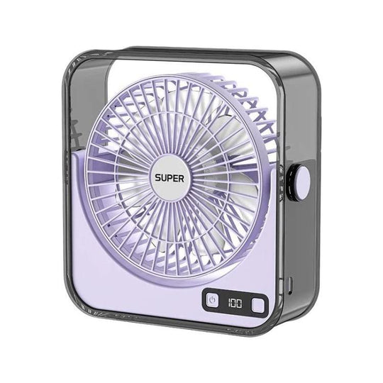 F2 Desktop Quiet Fan With 100-Speed Stepless Speed Control Smart Digital Display Fan With Light(Purple)