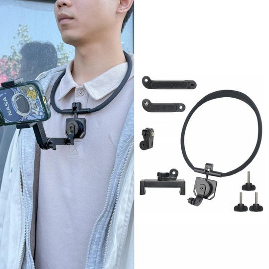 POV Neck Mount For Cell Phone & Action Camera Quick-Release Neck Holder With Extension Rod Extra Large