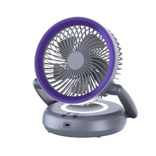 Foldable Air Circulator Fan With Battery Indicator Household Desktop & Wall-Mounted Fan With LED Light(Grey Purple)