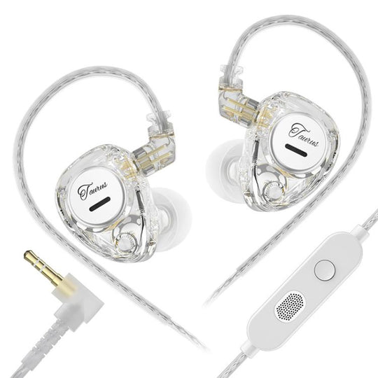 KZ Taurus 3.5mm Horizontal Dual Dynamic Driver Structure HiFi Quality 1.2m Wired Earphone, Color: Transparent With Mic