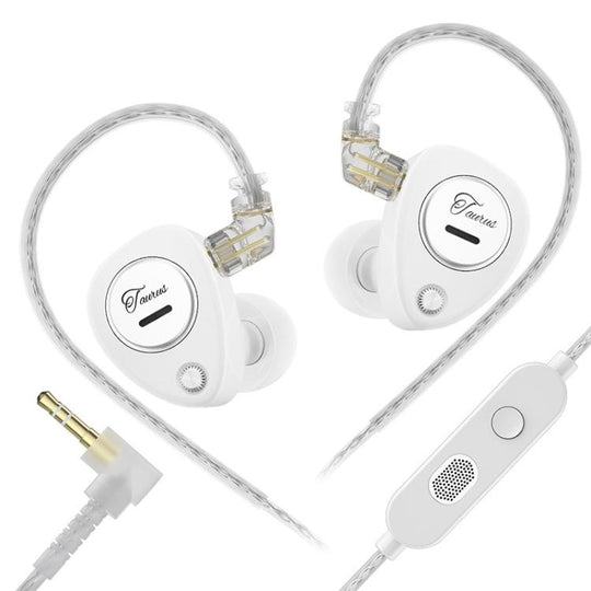 KZ Taurus 3.5mm Horizontal Dual Dynamic Driver Structure HiFi Quality 1.2m Wired Earphone, Color: White With Mic