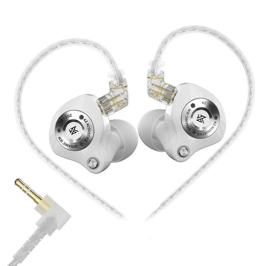 KZ EDZ Ultra-Wideband Ultra-Excursion Dynamic Driver+Dual-Stage Damping System 1.2m Wired Earphone, Color: White 3.5mm