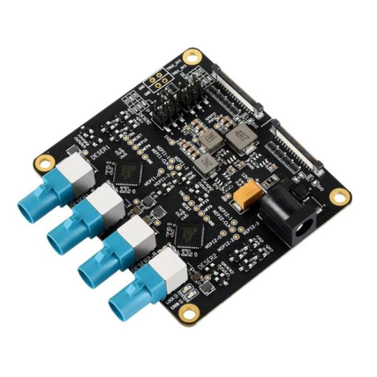 Waveshare 34128 4-Ch GMSL Camera Adapter Board, Equipped With MAX9296 Deserializer, For Raspberry Pi 5 US Plug