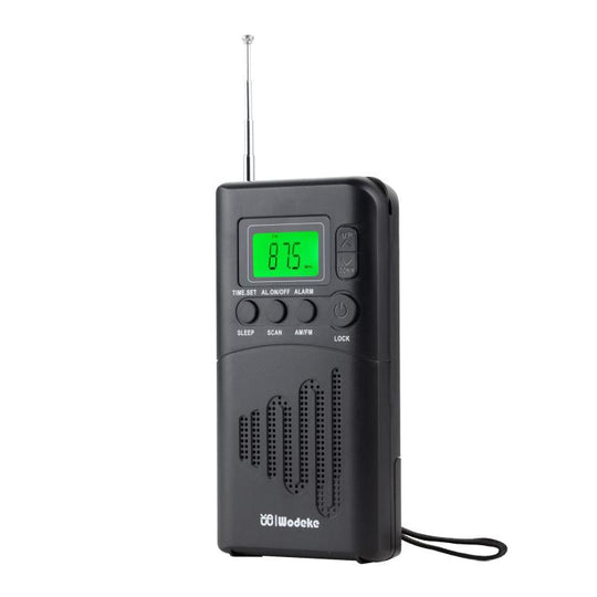 WDK Portable FM/AM Full-Band Mini Digital Display Radio, Size: For US(Black)