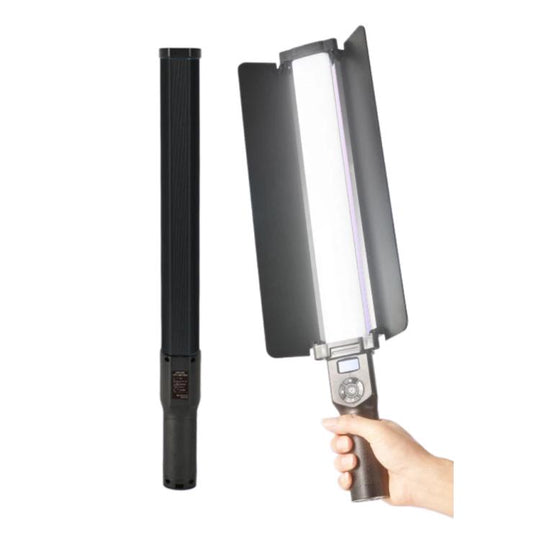 DENGWEI 30W Handheld RGB Light Wand Rechargeable LED Video Light Stick 2700K-8500K Full Color Photography Fill Light With Detachable Barn Doors, US Plug(Black)