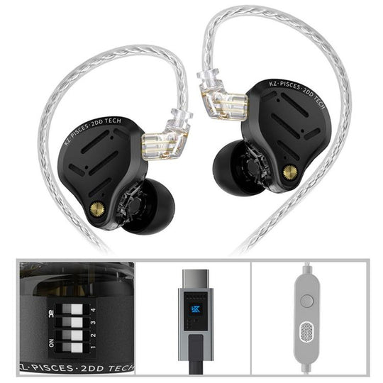 KZ Pisces Dual-driver Dynamic HiFi 1.2m Wired Earphones, Spec: Tuning Type-C Sound Card