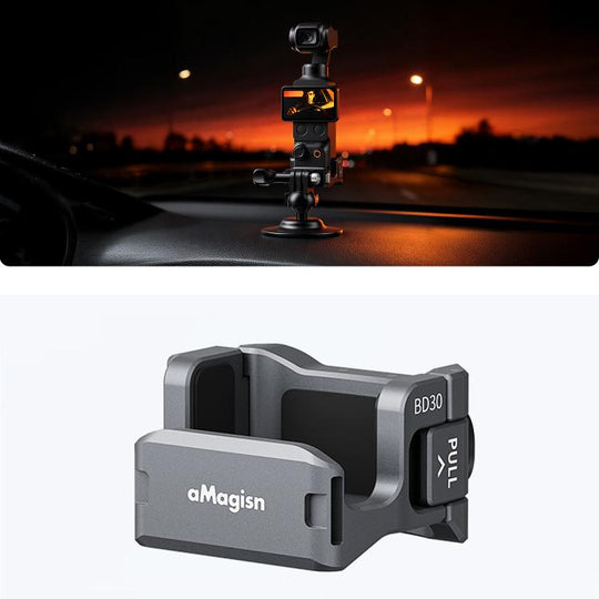 For DJI Osmo Pocket 4 & Pocket 3 aMagisn Metal Camera Cage Multifunctional Expansion Frame with Cold Shoe Mount, Dual-Prong & 1/4-inch Thread, Magnetic Quick Release Adapter Compatible(Gunmetal)