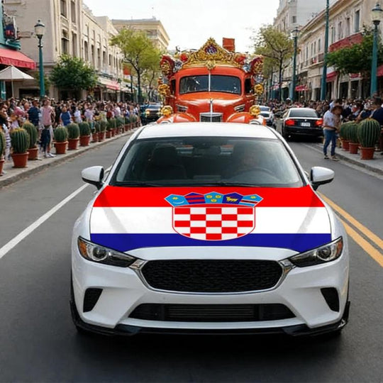 USA-Canada-Mexico World Cup Cheering Flag Dustproof Car Cover, Specification: Croatia(125x150cm)