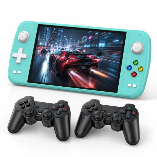 SJGAM M27 Handheld Gaming Console 7 Inch 3D Large Screen HD Portable Console, Spec: 128GB+2pcs Game Controller(Green)