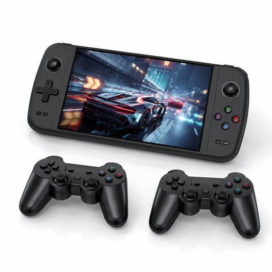 SJGAM M27 Handheld Gaming Console 7 Inch 3D Large Screen HD Portable Console, Spec: 256GB+2pcs Game Controller(Black)
