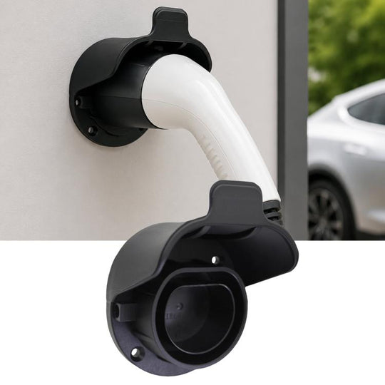 7-Pin EU Standard AC Slow Charging Socket, Wall-Mounted EV Charger Cable Holder