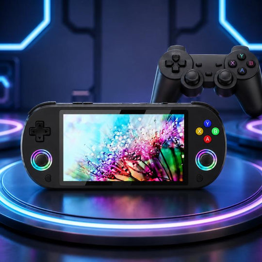 SJGAM M22 PRO 5 Inch HD IPS Open Source Retro Portable Handheld Game Console With Controller, Spec: 256GB Black