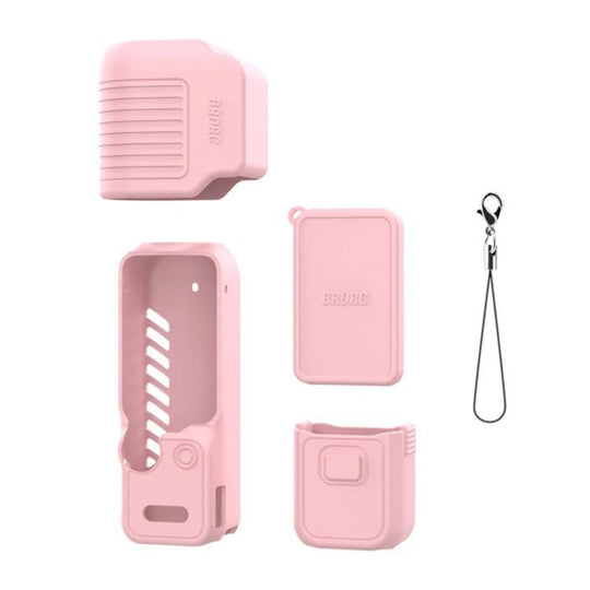 For DJI Osmo Pocket 4 BRDRC Display Sunshade Protective Silicone Case(Pink)