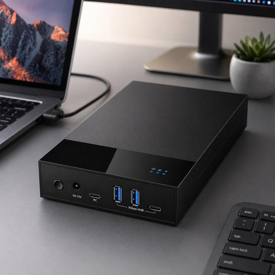 Blueendless 3.5/2.5 Inch SATA External Hard Drive Enclosure With Built-In USB 3.0 Hub USB To SATA HDD SSD Case Max 20TB US Plug