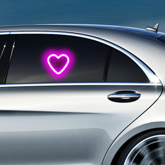 Solar Powered Heart-Shaped Car Ambient Light Smart Modified Neon Light For Vehicle Interior(Pink)