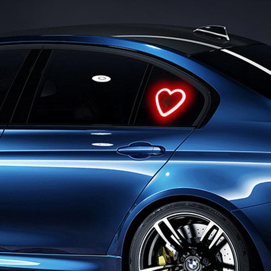 Solar Powered Heart-Shaped Car Ambient Light Smart Modified Neon Light For Vehicle Interior(Red)