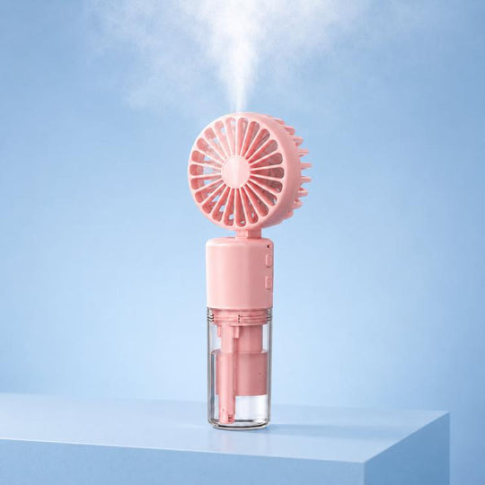 Handheld Misting Fan with Neck Strap 180 Degree Foldable Portable Water Spray Fan Type-C Rechargeable Mini Personal Face Mister Fan(F2 Pink)