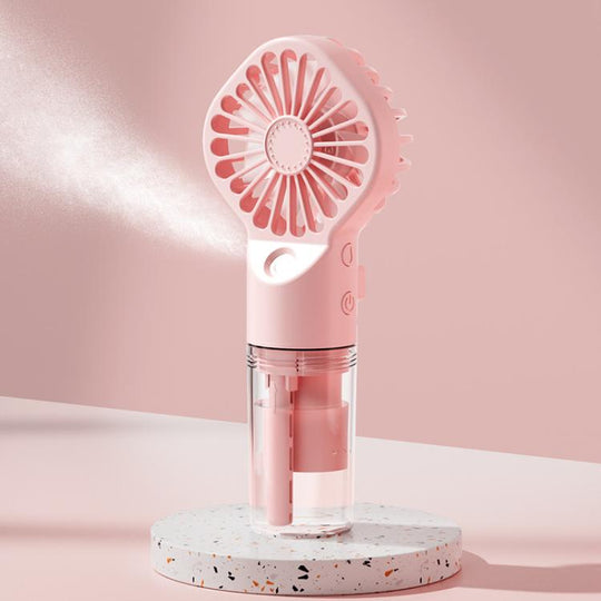 Handheld Misting Fan Portable Water Spray Fan Type-C Rechargeable Mini Personal Face Mister Fan(F3 Pink)