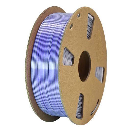Dual Color Silk PLA Filament 1.75mm 1kg Spool Magic Color Shifting Shiny Metallic 3D Printing Material(Silver+Purple)