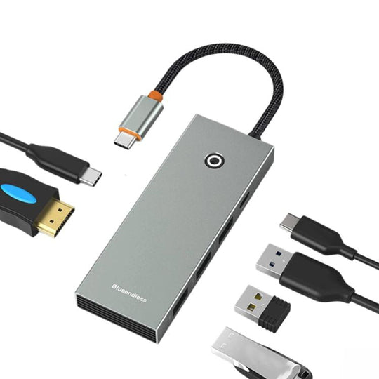 Blueendless Type-C Docking Station 4K 60Hz Screen Mirroring USB 3.0 Splitter, Interface: HDMI2.0+PD+USB3.0 x 3