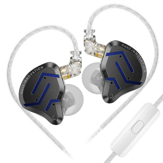 KZ-ZSN PRO 2 Hybrid Dynamic + Balanced Armature In-Ear 1.2m Wired Earphones Stage Vocals Music Gaming Hi-Fi Earbuds, Color: Blue Black With Mic