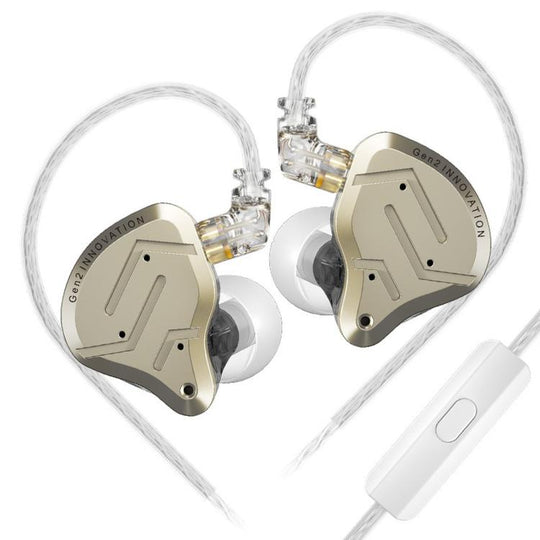 KZ-ZSN PRO 2 Hybrid Dynamic + Balanced Armature In-Ear 1.2m Wired Earphones Stage Vocals Music Gaming Hi-Fi Earbuds, Color: Gold With Mic