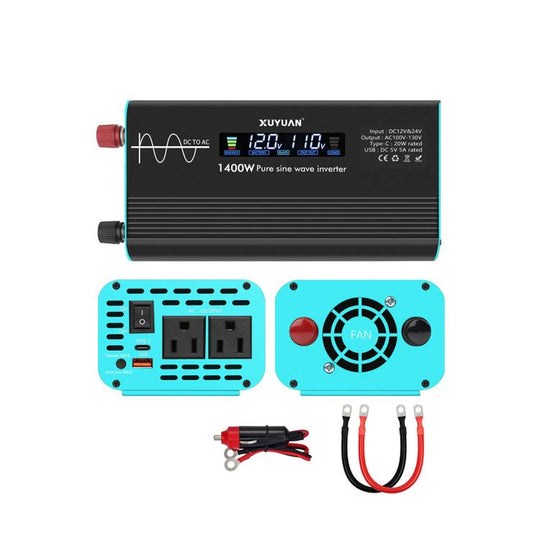 XUYUAN 12V/24V To 110V Pure Sine Wave Inverter, US Plug, Specification: 1400W