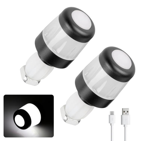 ULIP USB Rechargeable Bike Handlebar End Lights LED Safety Warning Signal Lamps for 22mm Bar Grips(Black White)