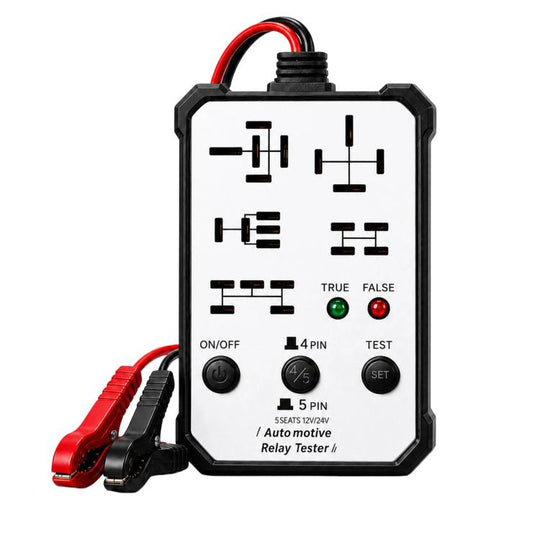 12V 24V Automotive Relay Tester 5-Socket Universal 4-Pin & 5-Pin Auto Relay Diagnostic Tool(White)