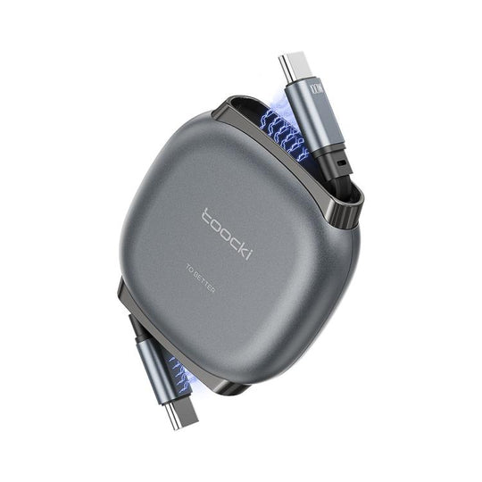 Toocki 100W USB-C/Type-C to USB-C/Type-C Retractable Cable Flat Multi-Length Charging Cord, Cable Length 1m