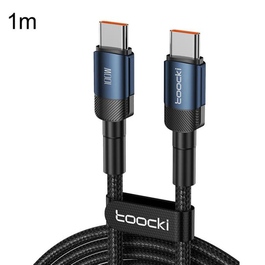 Toocki PD 100W 5A USB-C / Type-C to USB-C / Type-C Cable PP Braided with E-Marker Chip, Length: 1m(Blue)