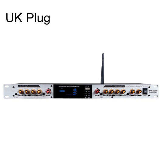 MP-300 Professional Audio Exciter Pre-Processor With Bluetooth USB Optical Input For KTV Stage UK Plug(Silver)