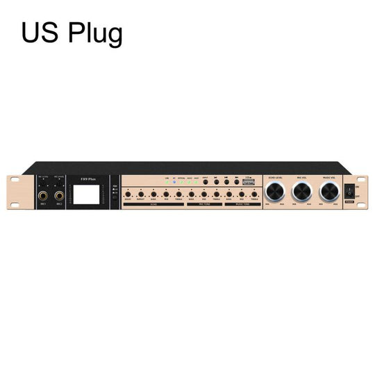FX9plus Digital Karaoke Pre-Amplifier With Bluetooth USB DSP Reverb Effect Processor US Plug(Gold)