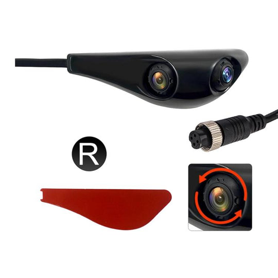 CAM374 1080P Dual Lens Car Rearview Mirror Camera Aviation Connector Hole-Free Auxiliary Camera, Spec: Black Right
