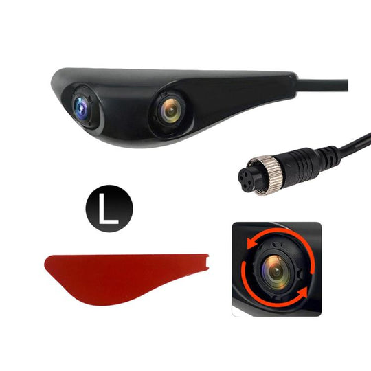 CAM374 1080P Dual Lens Car Rearview Mirror Camera Aviation Connector Hole-Free Auxiliary Camera, Spec: Black Left