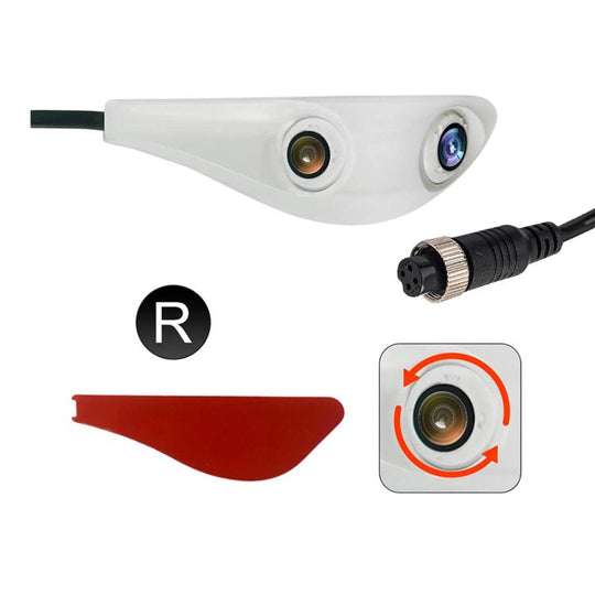 CAM374 1080P Dual Lens Car Rearview Mirror Camera Aviation Connector Hole-Free Auxiliary Camera, Spec: White Right