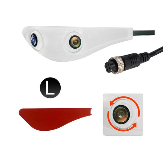 CAM374 1080P Dual Lens Car Rearview Mirror Camera Aviation Connector Hole-Free Auxiliary Camera, Spec: White Left
