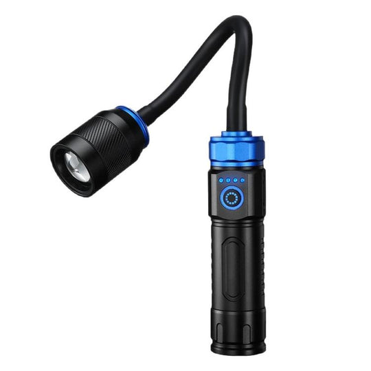Rechargeable LED Gooseneck Work Light With Magnetic Base Zoomable Inspection Flashlight, No Batteries, Color: S1526 Blue