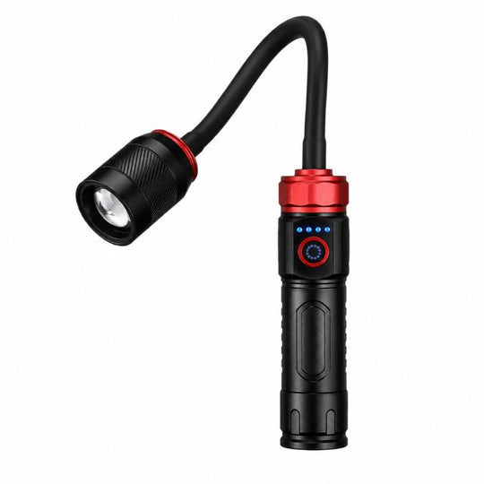 Rechargeable LED Gooseneck Work Light With Magnetic Base Zoomable Inspection Flashlight, No Batteries, Color: 1526 Red