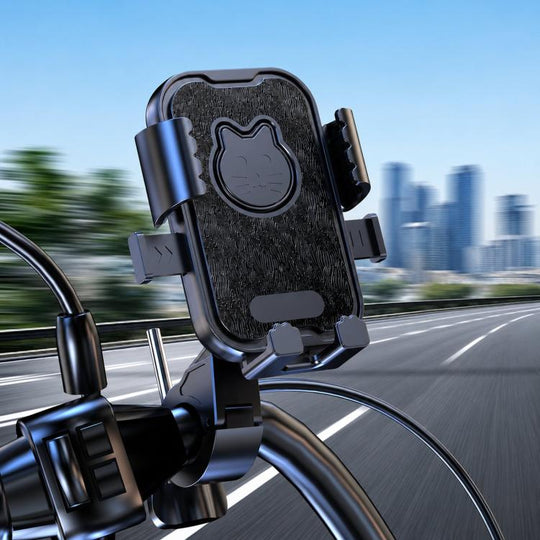 Universal Motorcycle Phone Mount Cute Cat Cell Phone Holder for Bike Scooter, Style: Handlebar Mount Black