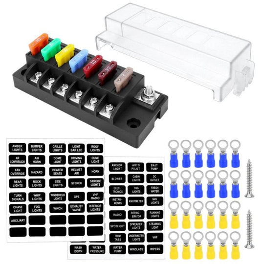 1-In-6-Out Waterproof Automotive Blade Fuse Holder, Specification: Without Lights