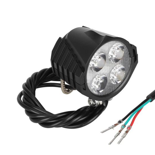 36V-48V Electric Scooter LED Headlight with Built-in Horn 4-LED High Brightness Front Head Lamp with 1.8m Cable(Black)