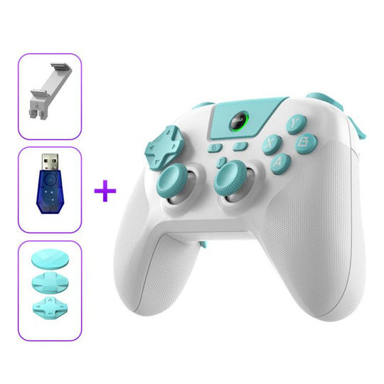 BSP G3 Tri-Mode Game Controller With Carbon Joysticks Macro Keys For PC / Switch / PS4 / iOS & Android Receiver+Stand White